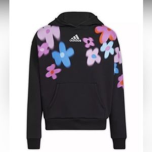 NWOT Adidas Black Big Girls Long Sleeve Aura Graphic Pullover Hoodie